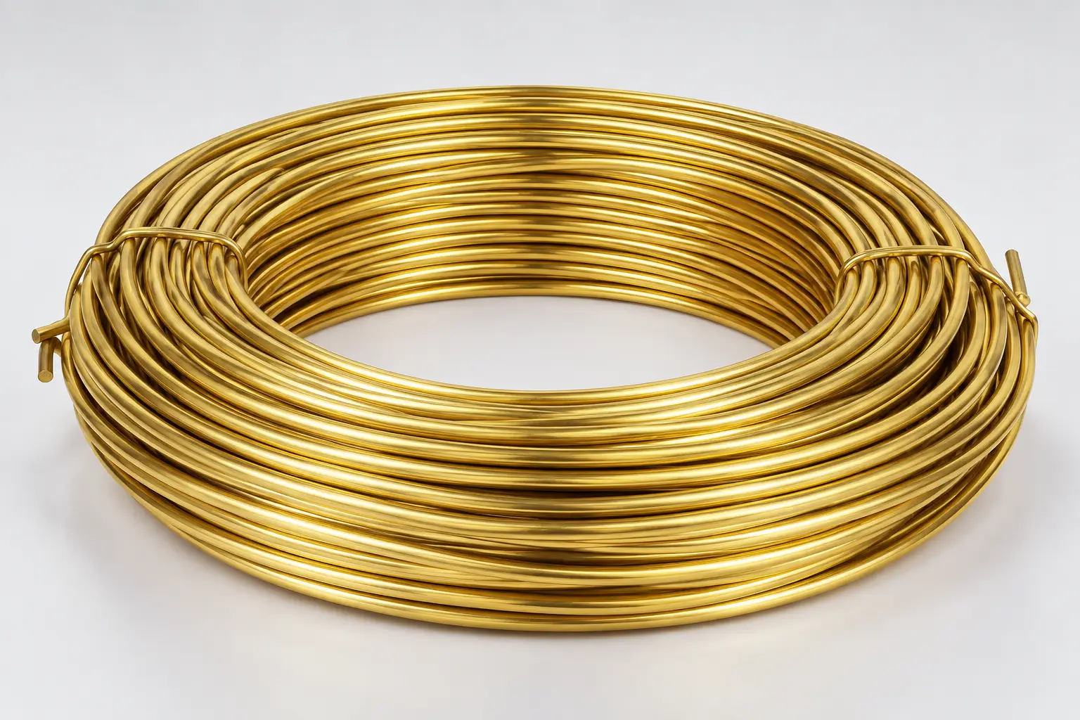 Drawn gold wire coil close-up