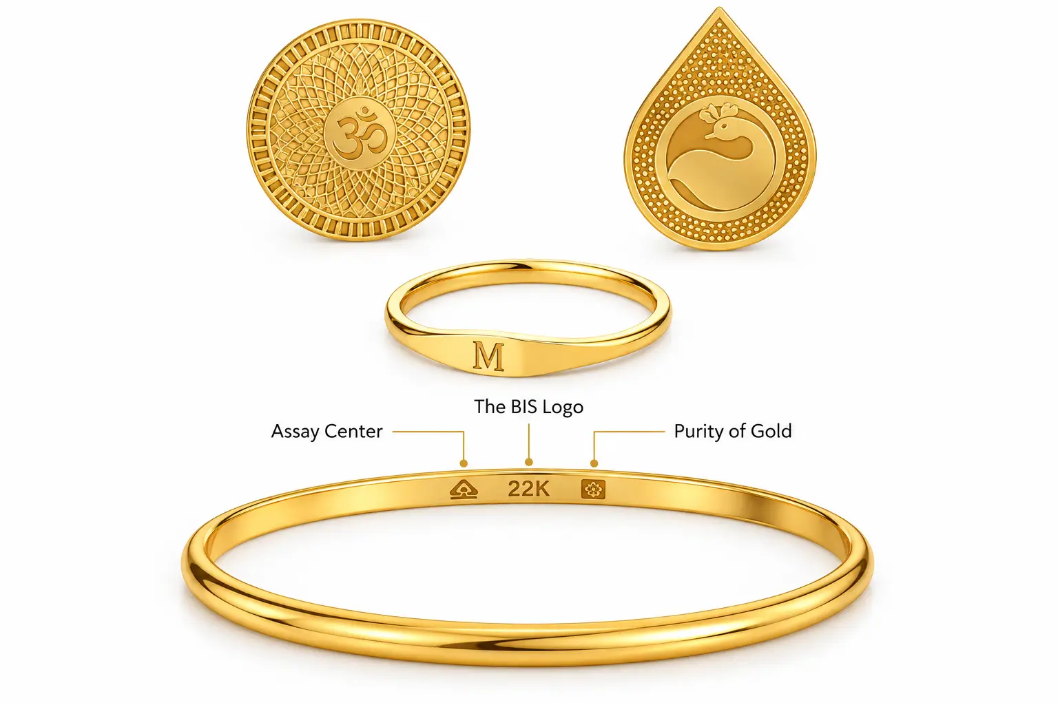 Laser hallmarked jewellery samples
